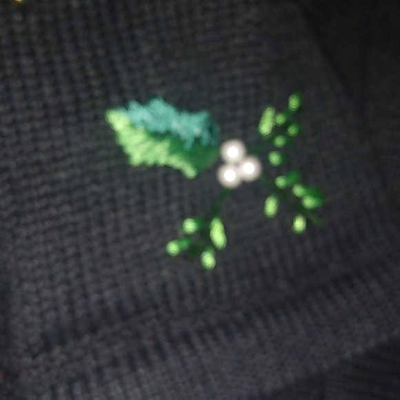 Vintage Victoria Jones Ladies Christmas Cardigan Sweater Floral Faux Fur Large - Picture 5 of 10